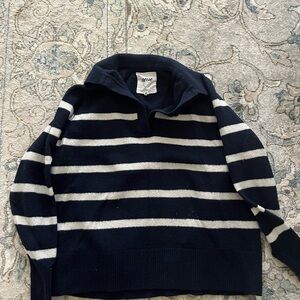 Aerie Navy and White Striped Sweater